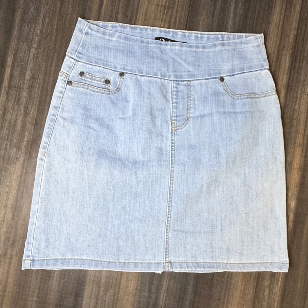 Chadwicks Denim Skirt Womens 4P Light Wash Stretch Pull On Mini Casual